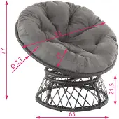 TecTake - Wicker papasan fauteuil Gargano zwart - 403552 - poly-rattan