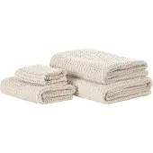 Beliani AREORA Handdoek set van 4 Katoen 100 x 150 cm