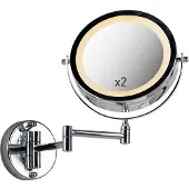 QAZQA Design wandspiegel chroom incl. LED dim to warm verstelbaar IP44 - Vicino