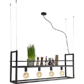 QAZQA Industriële hanglamp zwart met rek large 4-lichts - Cage Rack
