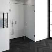 Brauer Void Nis Draaideur 2-delig 150x200cm Greep Midden - Geborsteld RVS PVD - Veiligheidsglas - Douche, Douchedeuren - 8720359359940