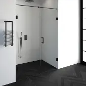 Brauer Void Nis Draaideur 2-delig 150x200cm Greep Midden - Mat Zwart - Veiligheidsglas - Douche, Douchedeuren - 8720359359988