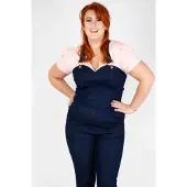Voodoo Vixen - Connie Fitted Capri Ketelpak - 2XL - Blauw