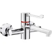 Delabie Securitherm Grootkeukenmengkraan 1/2 inch 2 kraangaten thermostatisch temperatuurbegrenzing Chroom/wit