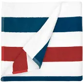 The One Towelling The One Strandlaken Stripe 90x190cm Navy/Rood