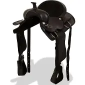 vidaXL Western zadel, hoofdstel en borstriem 16" echt leer zwart