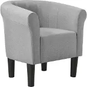 En.casa Kuipstoel Ariel schelpen fauteuil stof 70x70x58 cm grijs