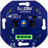 EcoDim Led dimmer inbouw 0-300W | Fase aan- en afsnijding (RLC) | DIM.01