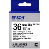 Epson LK-7WB2 magnetische tape zwart op wit 36mm (origineel)