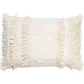 Dutch decor - FARA - Sierkussen 40x60 cm - 100% katoen - met franjes - Snow White - wit