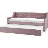 Beliani MONTARGIS - Slaapbank - Roze - Fluweel