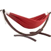 VIVERE Sunbrella Hangmat met houten standaard Kleur: scharlakenrood
