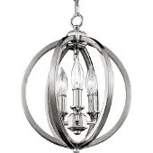 Elstead Lighting Elstead Corinne hanglamp, E14, 3-lichts, 36 cm, gepolijst nikkel
