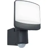 Lutec LED-sensor-buitenwandspot SUNSHINE, 15 cm donkergrijs IP44 SUNSHINE, alu / grijs / zink, Kunststof, Modern, Wandlamp buiten