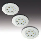 Hera Set van 3 LED inbouwlamp R 55, alu / grijs / zink, Keuken, metaal, Modern