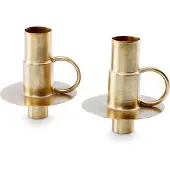 Vtwonen Set/2 Bottle Candle Holders Metal Gold 7x8.5cm