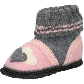 Beck Huisschoenen 'Little Hearts' basaltgrijs / rosa / wit