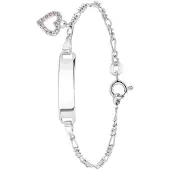 Lucardi Meisjes Armbandje met hanger met plating - Hart - Zirkonia - Cadeau - Echt Zilver - Zilverkleurig