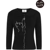 Dancing Days Banned Cat Scallop Collar 40's Cardigan Zwart