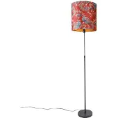 QAZQA Vloerlamp zwart kap pauw dessin rood 40 cm - Parte