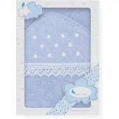 Interbaby badcape Stippen junior 100 cm katoen blauw