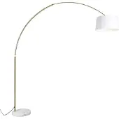 QAZQA Boogbooglamp messing met witte stoffen kap 50 cm - XXL