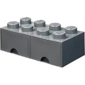 LEGO Opbergbox Met 2 Lades Brick 8 Dark Stone Grey