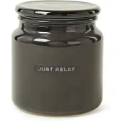 Wellmark Geurkaars zwart glas Fresh Linnen tekst JUST RELAX 8719325913897