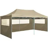 vidaXL Partytent met 4 zijwanden inklapbaar 3x6 m staal crème