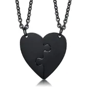 LGT JWLS Vriendschapsketting BFF Hartje LGT Jewels Edelstaal Zwart