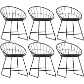 vidaXL Eetkamerstoelen met kunstleren zittingen 6 st staal zwart
