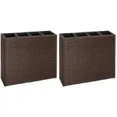 vidaXL Plantenbak verhoogd met 4 potten 2 st poly rattan bruin