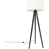 QAZQA Vloerlamp tripod zwart met kap wit 50 cm - Tripod Classic