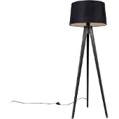 QAZQA Tripod zwart met linnen kap zwart 45 cm - Tripod Classic