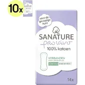 Sanature Pro Vivo 100% katoenen - Incontinentie verband Super Plus - 10 x 14 stuks - Natuurlijk & voor de gevoelige huid