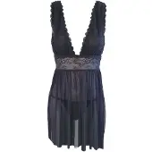 Christine le Duc - Babydoll & String Lieve - Zwart - 2XL/3XL
