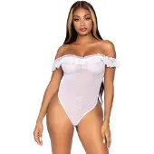 Leg avenue kanten off shoulder stringbody wit Dames