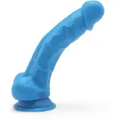 Get Real – Dual Density Dildo met Zuignap en Balzak in Stijlvol Opvallend Ontwerp Verharde Kern - 19 cm – Blauw