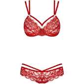 Obsessive 2-Delige Kanten BH Set – Erotische Lingerieset – Maat L/XL – Rood