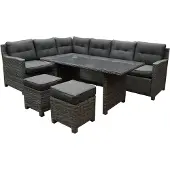 AVH-Collectie Valencia dining hoek loungeset 5-delig links antraciet wicker
