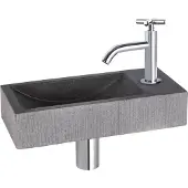 Differnz Ribble fonteinset natuursteen bombai black met kruisgreep kraan chroom
