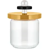 Alessi Mr. Sottsass I Suppose ES16 / 75 1- Design Hermetische Glazen Pot met Beukenhouten Deksel, Geel, Zwart en Wit