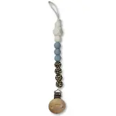 Chewies Speenketting Clip Silicone Beads Leopard/Wit/Baby Blue