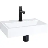 Differnz Flat fonteinset - 38x24x8cm - Rechthoek - 1 kraangat - Recht matte zwarte kraan - Keramiek Wit