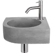 Differnz Fonteinset Cleo 31.5x31.5x10 cm Beton Donker Grijs Met Kraan Gebogen Mat Chroom
