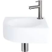 Differnz Fonteinset Cleo 30x30x10 cm Keramiek Wit Met Kraan Recht Mat Chroom