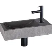 Differnz Ribble fonteinset natuursteen bombai black met rechte kraan mat zwart