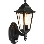 QAZQA Buiten wandlantaarn zwart met bewegingssensor IP44 - New Orleans Up