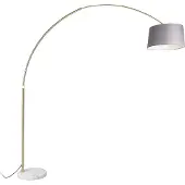 QAZQA Booglamp messing met marmer stoffen kap grijs 45 cm - XXL
