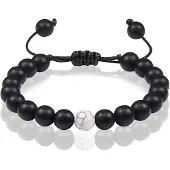Memphis Kralen armband Zwart verstelbaar Matte Agaat Howliet 8mm